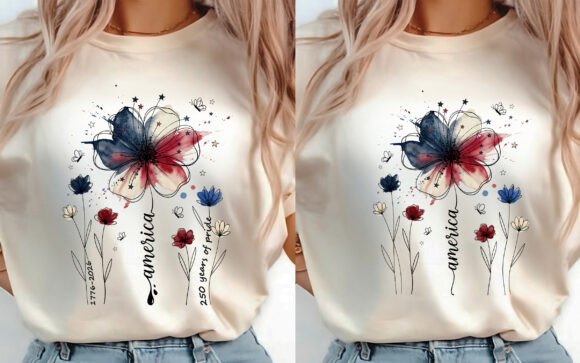 Download Boho Floral USA 250 T-shirt Design 2 PNG - Floral Collection