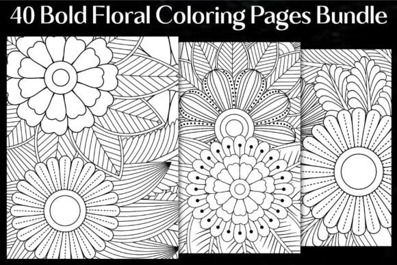 Download Bold Floral Coloring Pages Bundle - Floral Collection