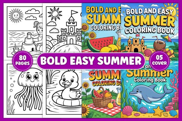 Download Bold and Easy Summer Coloring Book - Summer coloring book Collection