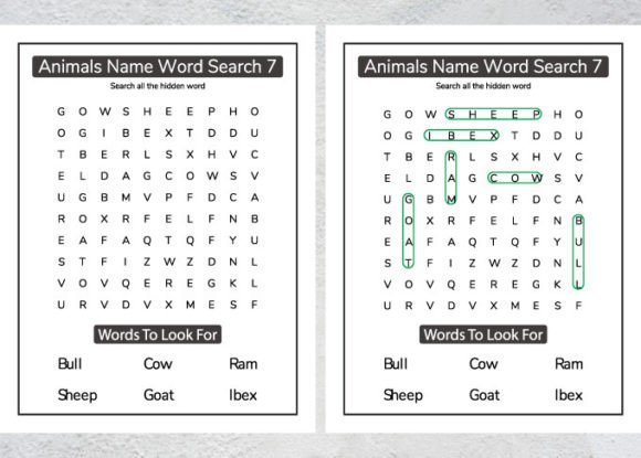 Download Animal Word Search KDP Interior for Kids - For kids Collection