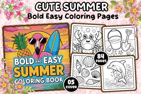 Download Bold and Easy Summer Coloring Book - Summer coloring book Collection