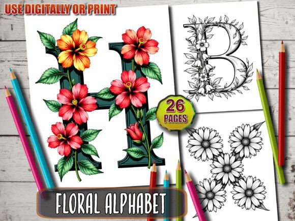 Download Floral Alphabet Coloring Pages a–Z - Floral Collection