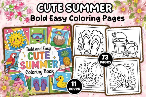 Download Bold and Easy Cute Summer Coloring Book - Summer coloring book Collection