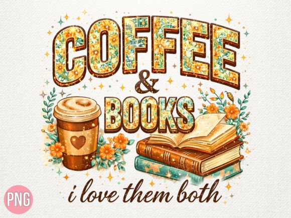 Download Coffee and Books Floral Design PNG - Floral Collection