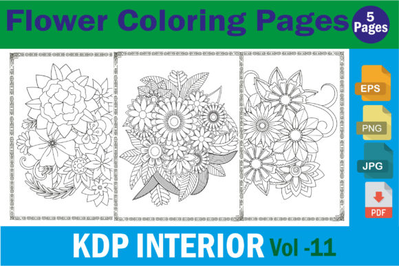 Download Floral Coloring Pages KDP ( Vol - 11 ) - Floral Collection