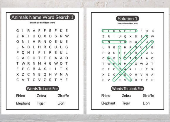 Download Animal Word Search KDP Interior for Kids - For kids Collection