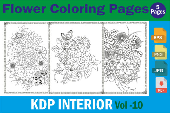Download Floral Coloring Pages KDP ( Vol - 10 ) - Floral Collection