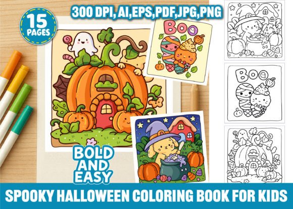 Download Spooky Halloween Coloring Pages for Kids - For kids Collection