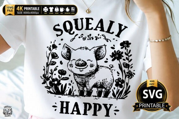 Download Squealy Happy Cute Pig Floral Design - Floral Collection