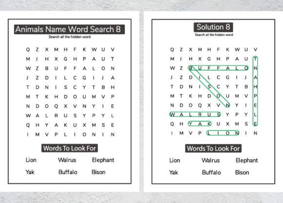 Download Animal Word Search KDP Interior for Kids - For kids Collection