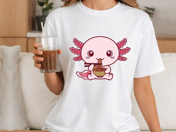 Download Cute Axolotl Eating Ramen Cartoon - Premium Bundle