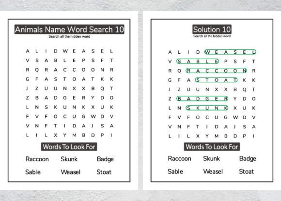 Download Animal Word Search KDP Interior for Kids - For kids Collection