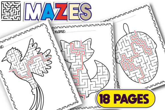 Download 18 Mazes for Kids Puzzles with Solutions - For kids Collection