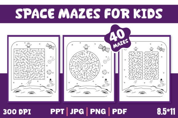 Download Space Mazes for Kids Editable Template - For kids Collection