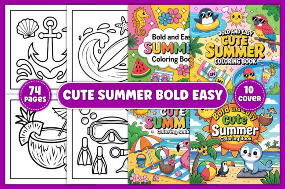 Download Bold and Easy Cute Summer Coloring Book - Summer coloring book Collection