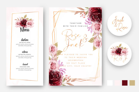 Download Wedding Cards with Beautiful Floral Set - Floral Collection